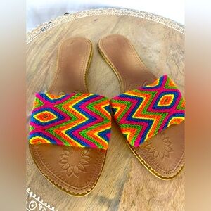 Woven Multicolor Chevron Stripe Sandals Katico